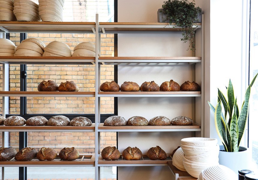 A series of bread loaves at Rat the Cafe in Thornbury