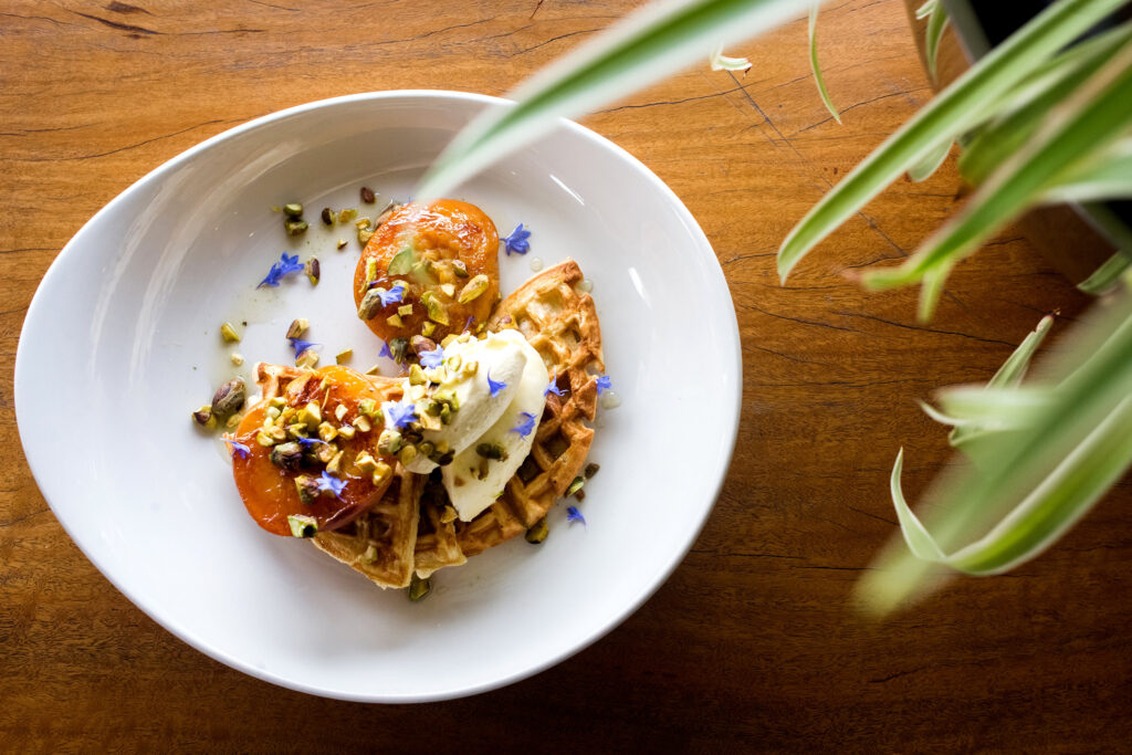 A flatspread of waffles from Short Round cafe in Thornbury