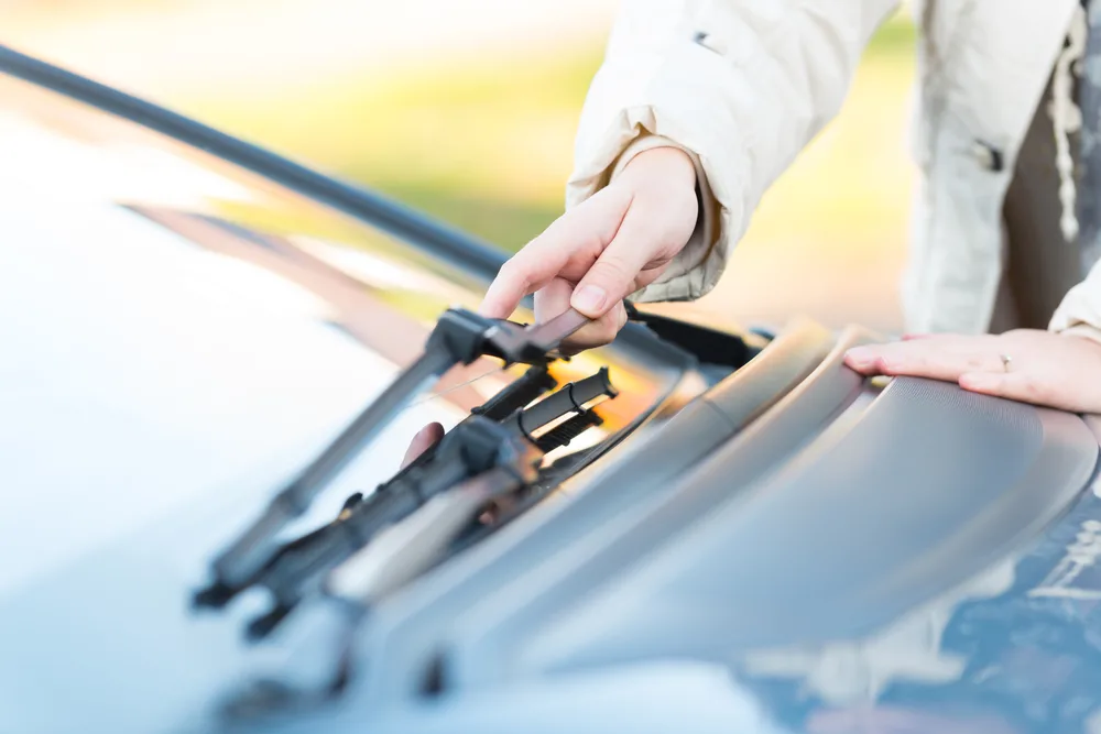 Person preparing to clean wiper blade