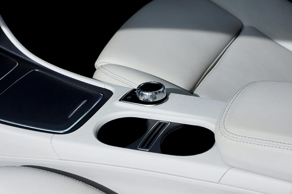 Clean white car leather chairs